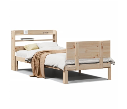 Estructura de cama con cabecero madera maciza pino 75x190 cm