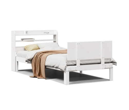 Estructura de cama con cabecero madera pino blanco 75x190 cm