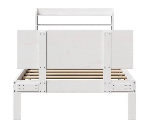 Estructura de cama con cabecero madera pino blanco 75x190 cm