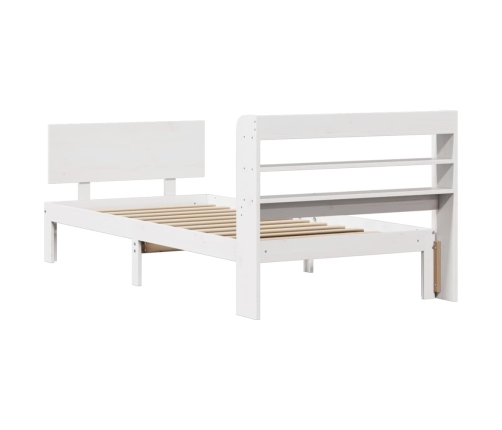 Estructura de cama con cabecero madera pino blanco 75x190 cm