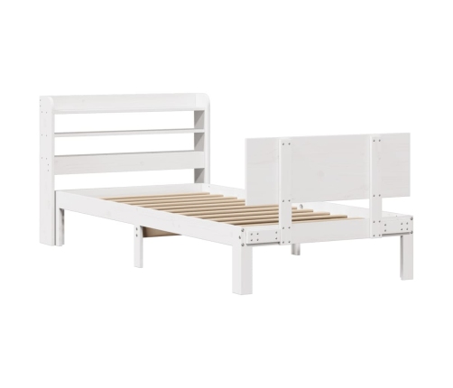 Estructura de cama con cabecero sin colchón blanco 90x190 cm