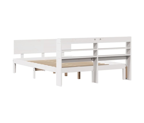 Estructura de cama con cabecero madera pino blanco 120x190 cm