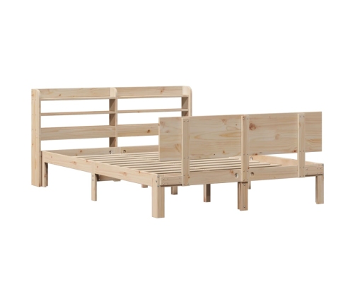Estructura de cama con cabecero madera maciza pino 135x190 cm