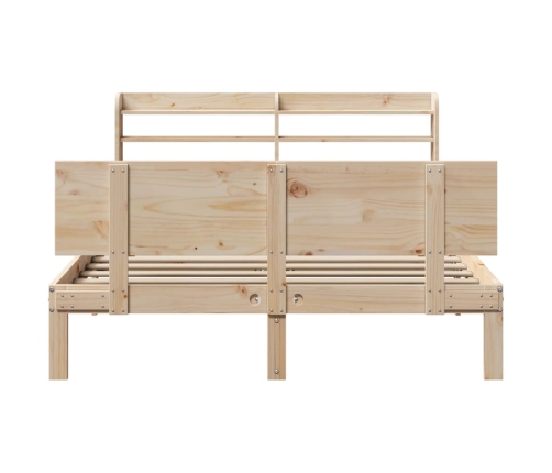 Estructura de cama con cabecero madera maciza pino 135x190 cm