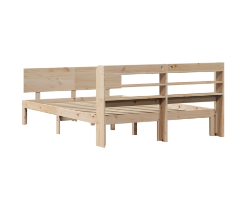 Estructura de cama con cabecero madera maciza pino 135x190 cm