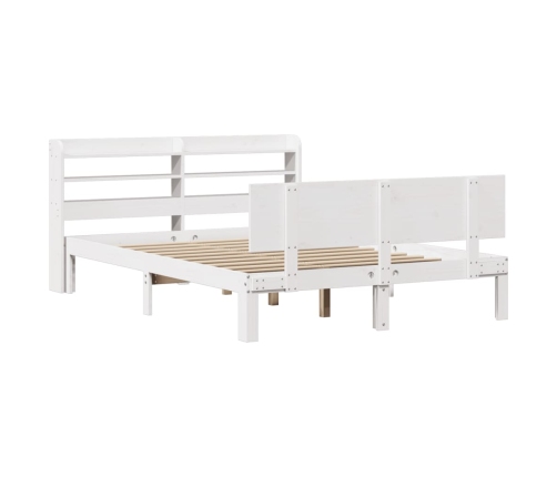 Estructura de cama con cabecero madera pino blanco 135x190 cm