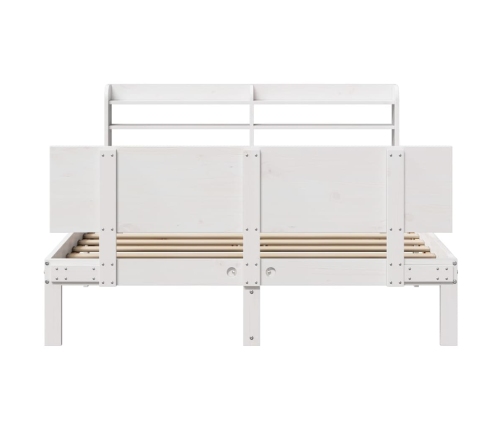 Estructura de cama con cabecero madera pino blanco 135x190 cm