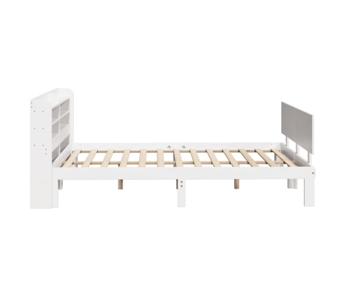 Estructura de cama con cabecero madera pino blanco 135x190 cm