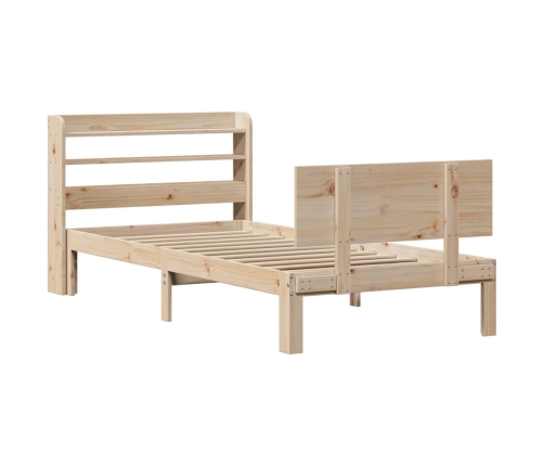 Estructura de cama con cabecero madera maciza de pino 90x200 cm