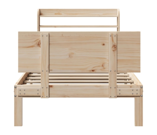 Estructura de cama con cabecero madera maciza de pino 90x200 cm