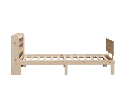 Estructura de cama con cabecero madera maciza de pino 90x200 cm