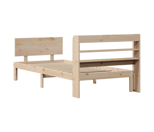 Estructura de cama con cabecero madera maciza de pino 90x200 cm