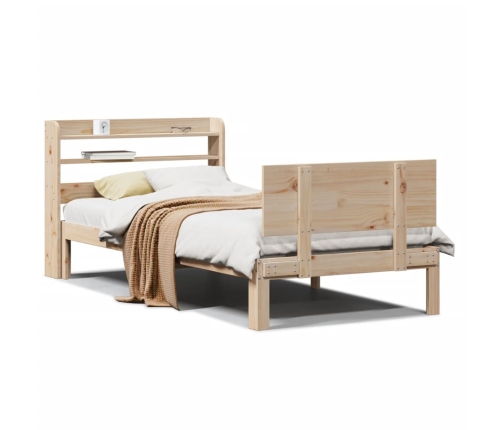 Estructura de cama con cabecero madera maciza de pino 90x200 cm