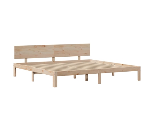 Estructura de cama con cabecero madera maciza de pino 200x200cm