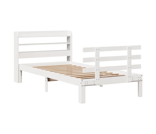 Estructura de cama con cabecero madera pino blanco 75x190 cm