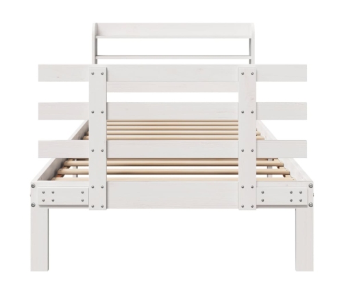 Estructura de cama con cabecero madera pino blanco 75x190 cm
