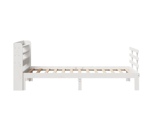 Estructura de cama con cabecero madera pino blanco 75x190 cm