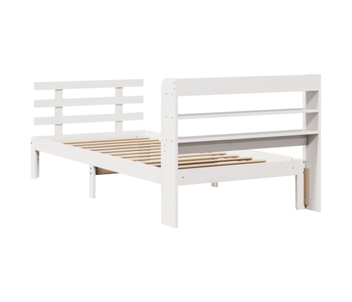 Estructura de cama con cabecero madera pino blanco 75x190 cm