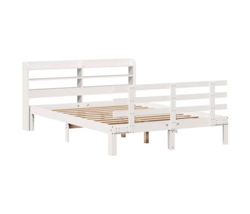 Estructura de cama con cabecero madera pino blanco 135x190 cm