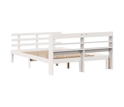 Estructura de cama con cabecero madera pino blanco 135x190 cm