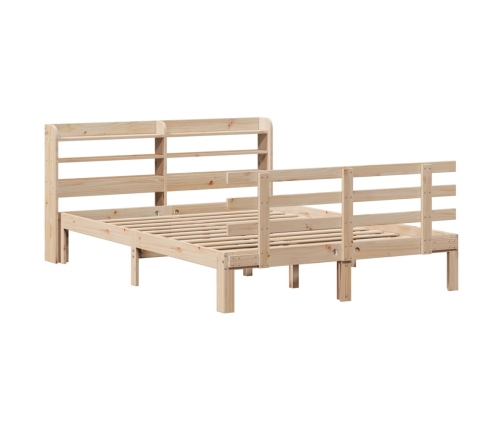 Estructura de cama con cabecero madera maciza pino 140x190 cm