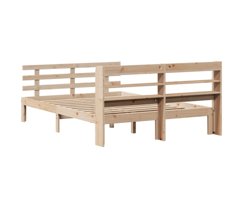 Estructura de cama con cabecero madera maciza pino 140x190 cm