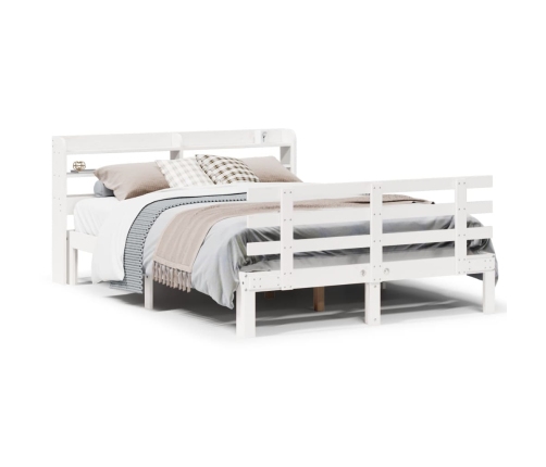 Estructura de cama con cabecero sin colchón blanco 120x200 cm