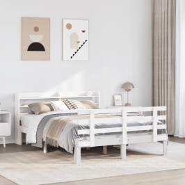 Estructura de cama con cabecero sin colchón blanco 120x200 cm