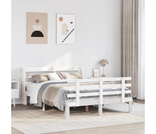 Estructura de cama con cabecero sin colchón blanco 120x200 cm