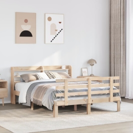 Estructura de cama con cabecero madera de pino blanco 150x200cm