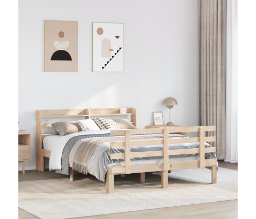 Estructura de cama con cabecero madera de pino blanco 150x200cm