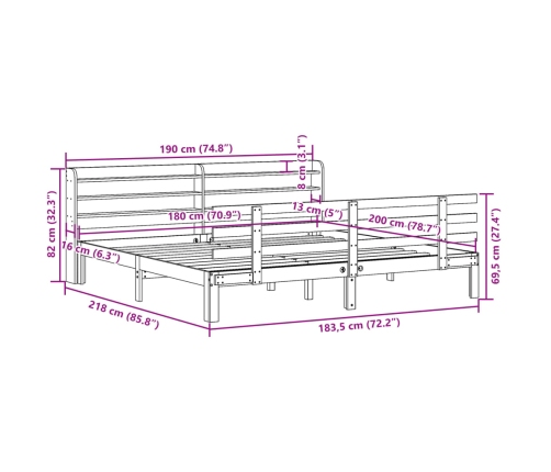 Estructura de cama con cabecero sin colchón blanco 180x200 cm