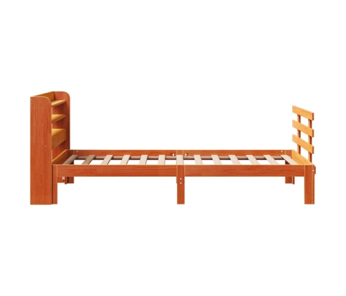 Estructura cama con cabecero madera pino marrón cera 90x190 cm