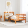 Estructura cama con cabecero madera pino marrón cera 90x190 cm