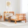 Estructura cama con cabecero madera pino marrón cera 90x200 cm