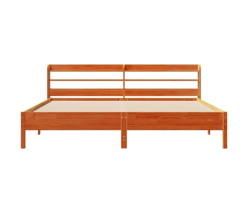 Cama sin colchón madera maciza de pino marrón cera 180x200 cm