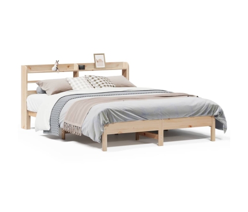 Estructura de cama sin colchón madera maciza de pino 160x200 cm