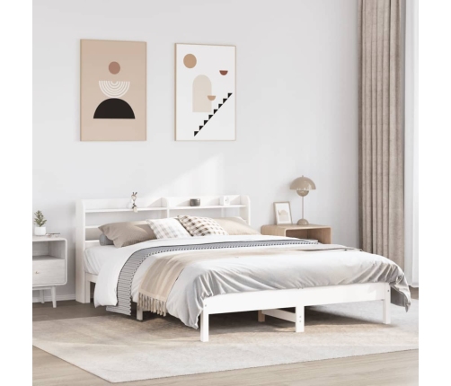 Estructura de cama sin colchón madera de pino blanca 150x200 cm