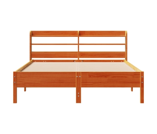 Cama sin colchón madera maciza pino marrón cera 150x200 cm