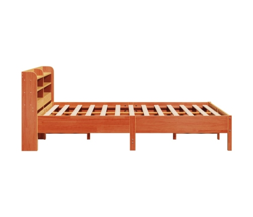 Cama sin colchón madera maciza pino marrón cera 150x200 cm