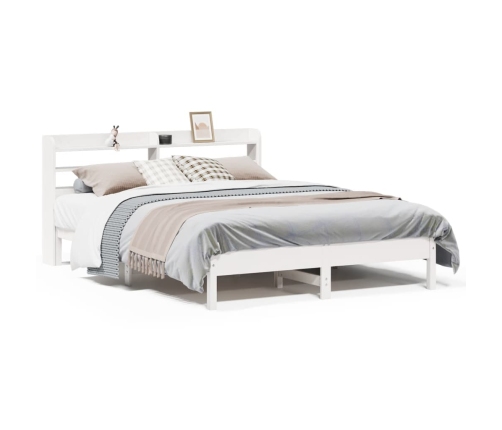 Estructura de cama sin colchón madera de pino blanca 140x200 cm