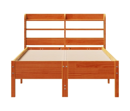 Cama sin colchón madera maciza de pino marrón cera 120x200 cm