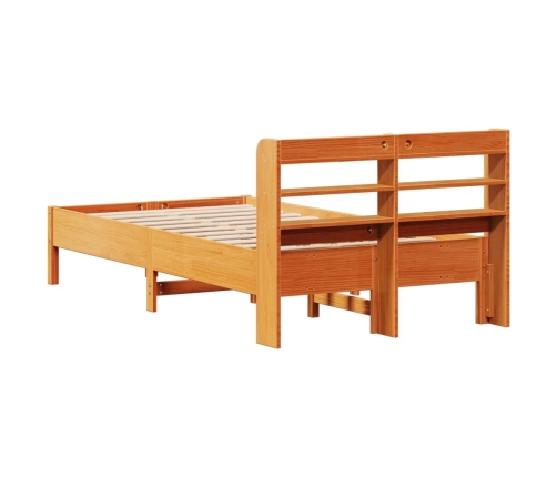 Cama sin colchón madera maciza de pino marrón cera 120x200 cm