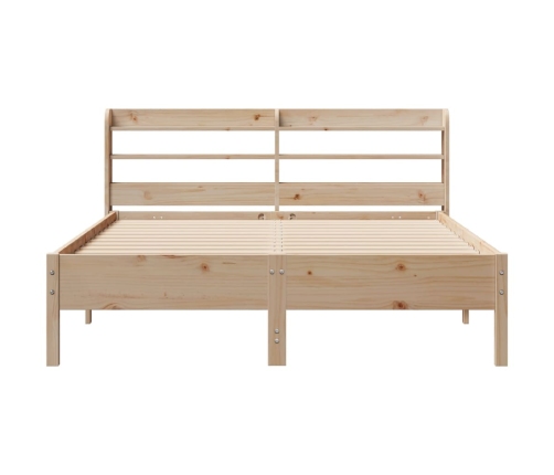 Estructura de cama sin colchón madera maciza de pino 140x190 cm