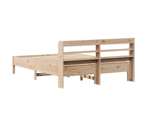 Estructura de cama sin colchón madera maciza de pino 140x190 cm