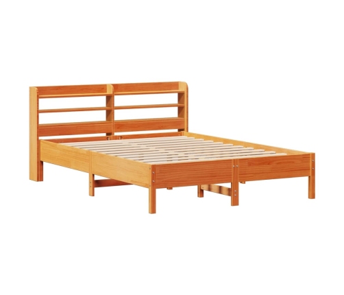 Estructura de cama sin colchón madera maciza marrón 135x190 cm