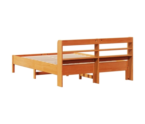 Estructura de cama sin colchón madera maciza marrón 135x190 cm