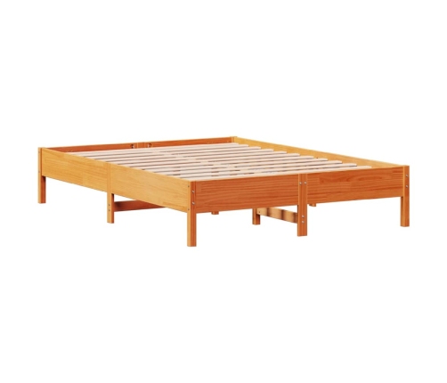 Estructura de cama sin colchón madera maciza marrón 135x190 cm