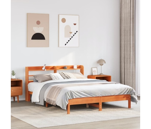 Estructura de cama sin colchón madera maciza marrón 135x190 cm