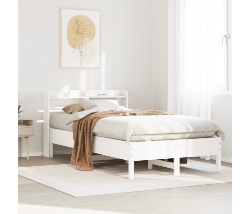 Estructura de cama sin colchón madera maciza blanca 120x190 cm